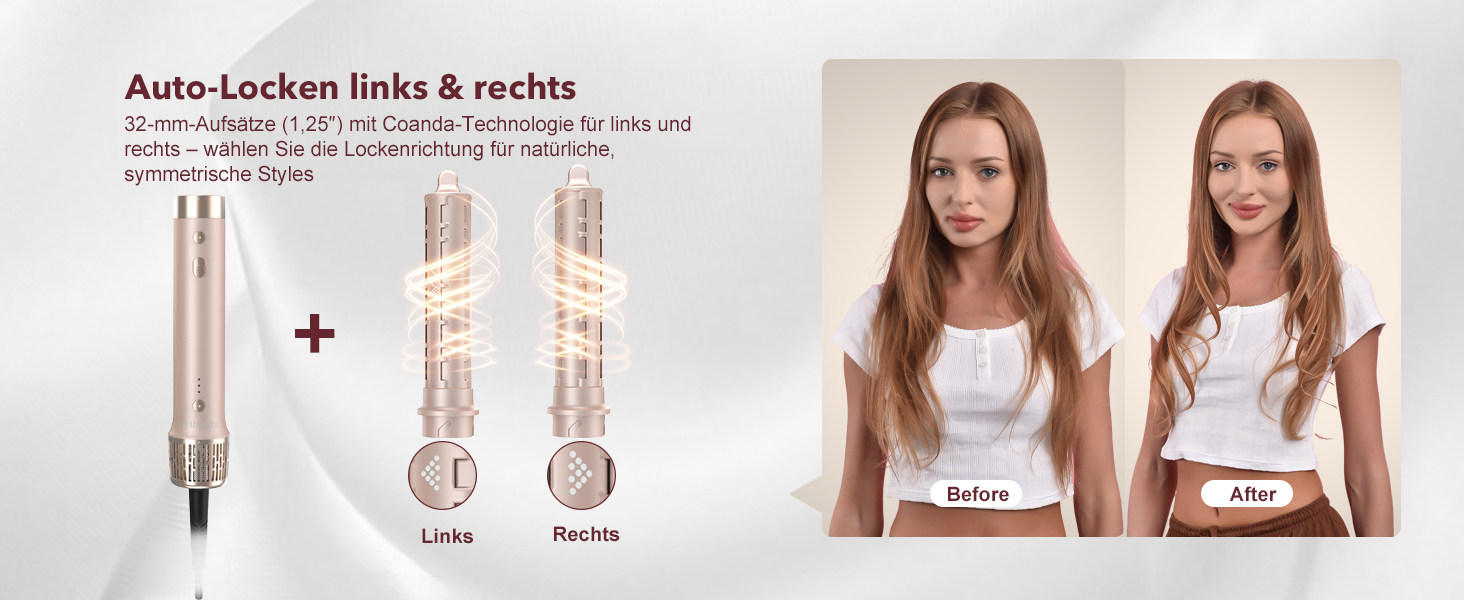 Airstyler 6-в-1: Фен, плойка, об'єм, локони, випрямлення. Рожевий (Champagnerfarben)