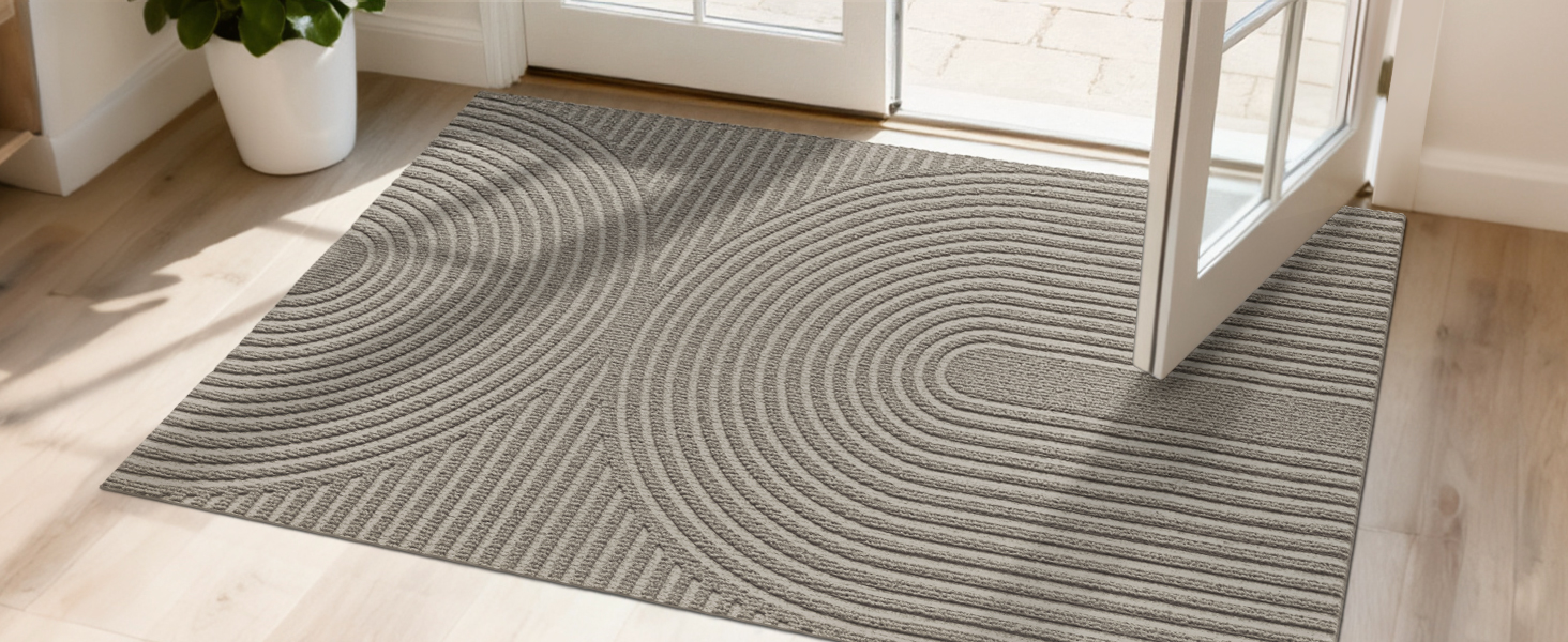 Килимок примічний та вуличний FEOMOS 80x120 см, протиковзний вологопоглинаючий килим для вхідних дверей, коридору, балкона та кухні, бежевий, придатний для прання