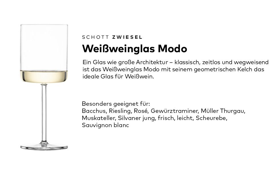 Набір келихів для білого вина Schott Zwiesel Modo (4 шт.), Made in Germany, Tritan-кристалл, для миття в посудомийній машині