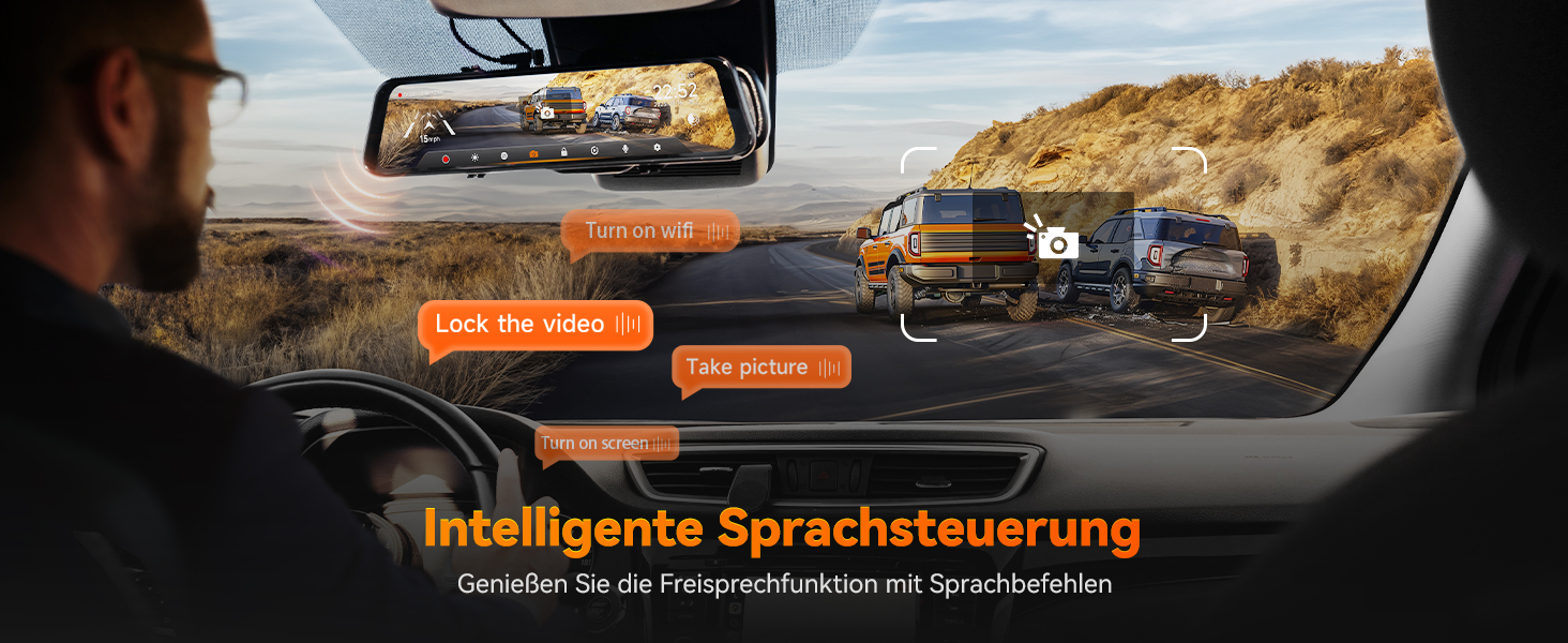 WOLFBOX Дзеркало заднього виду з камерою 12