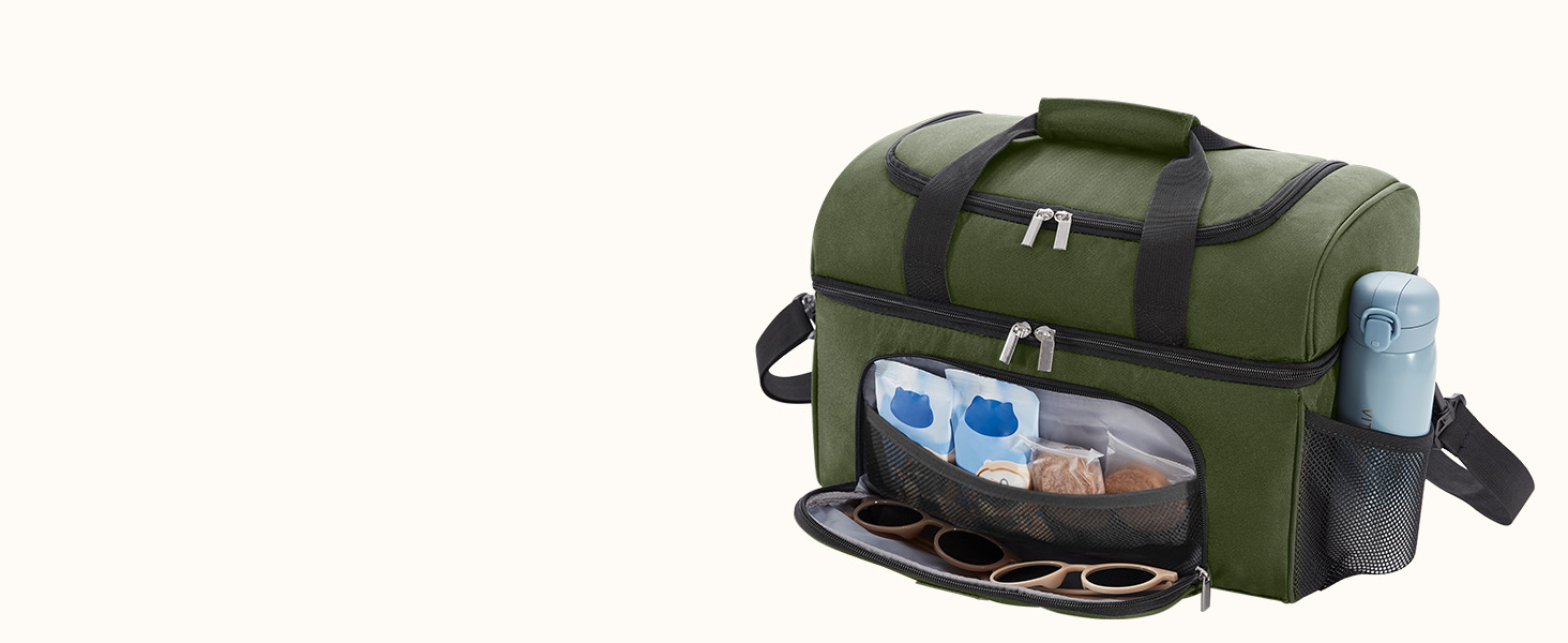 Термосумка LifeWit 30L, 32 банки, зелена: для пікніка, пляжу, роботи, подорожей