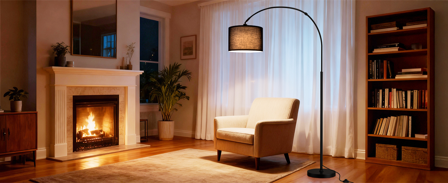 Торшер для вітальні Stehlampe з димером, LED E27, пульт ДУ, 3000K-6000K, бежевий (чорний абажур + чорна база)