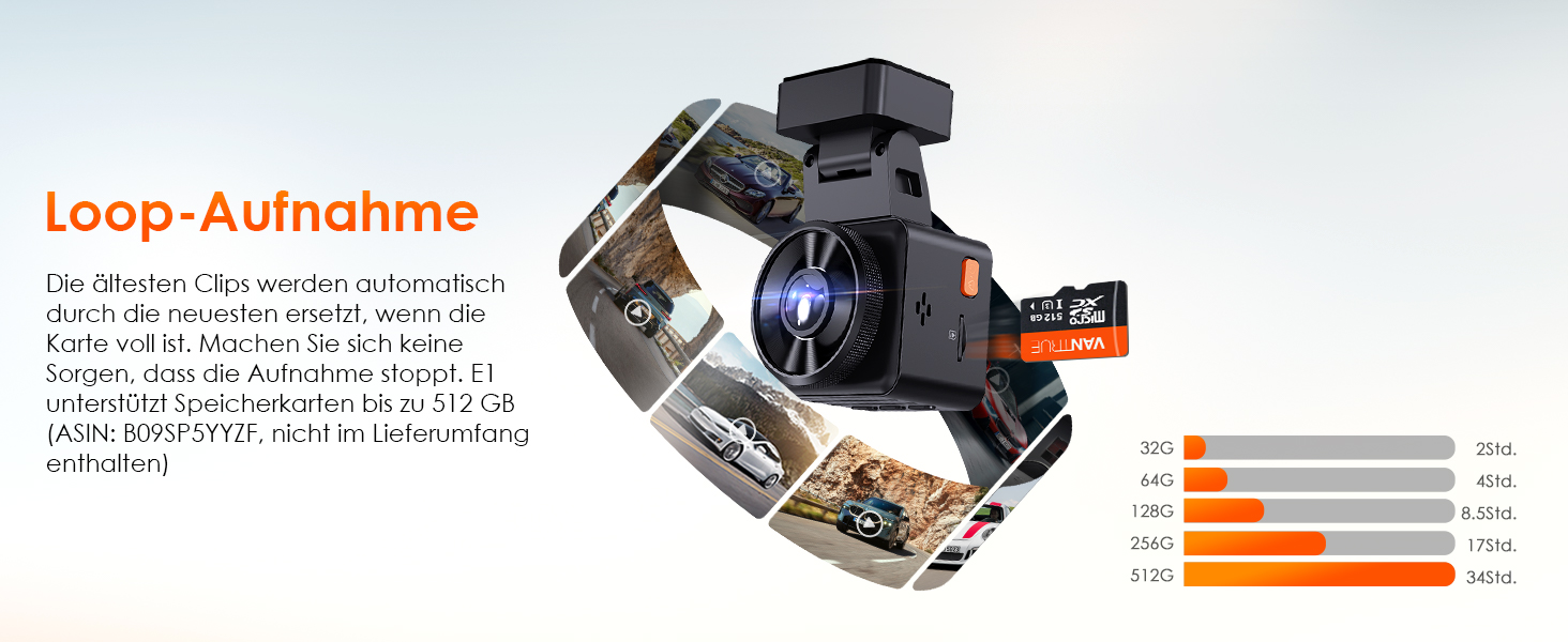 Автомобільний відеореєстратор VANTRUE E1 2.7K Wi-Fi GPS, 2.5K 1440P/60FPS, керування голосом та пультом, нічне бачення HDR, паркувальний режим 24/7, кут 160°, до 512ГБ