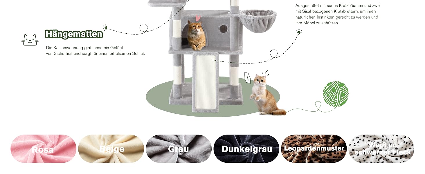 Котячий будиночок MUTICOR - великий когтетоп з будиночком, 206 см, сірий