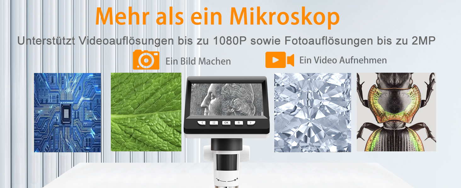 USB мікроскоп Misilmp з LCD екраном 4.3 дюйма, 1000x збільшення, 1080P, з LED підсвічуванням, для дітей та дорослих, сумісний з MacOS та Windows