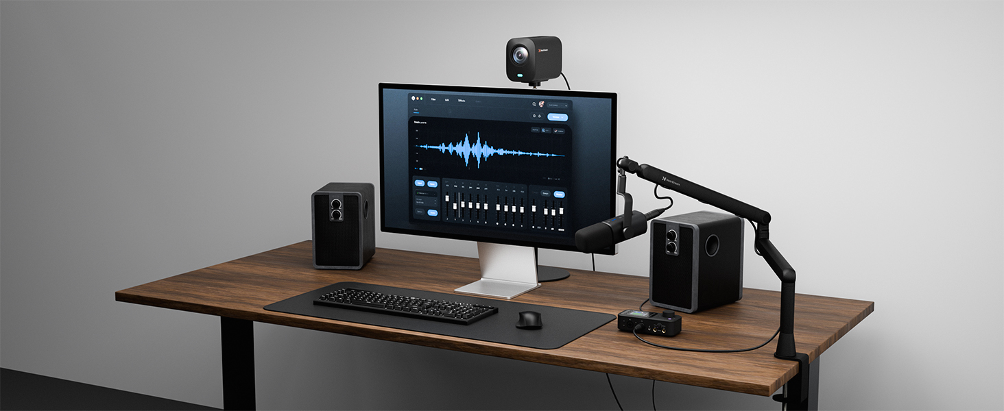 Підставка для мікрофона NearStream ST20 з поворотним кріпленням 360°, регульована висота та адаптер 3/8-5/8 - для подкастів, стрімінгу, геймінгу, офісу