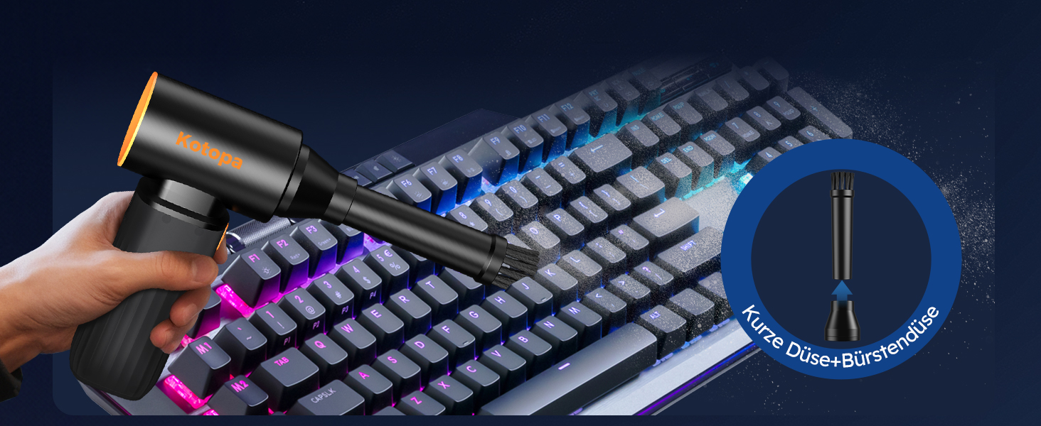 Електричний пилосос для повітря, 3 швидкості, 200000 обертів/хв, акумулятор 8000 mAh, тихий, для чищення ПК, клавіатур, авто та зовнішнього використання (чорний)