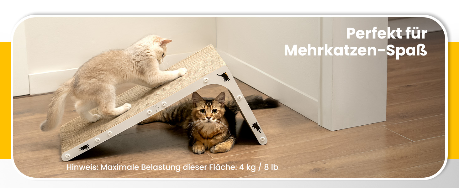 Кігтеточка для котів з коробкою та 4 змінними шарами з картону - великі кігтешні меблі з міцного гофрокартону, двосторонні шари з картону з наклейками DIY - лежанка для котів у квартирі, захист меблів. Велика коробка для котів + 4 кігтешні стовпчики + наклейки (великий, L-подібний)