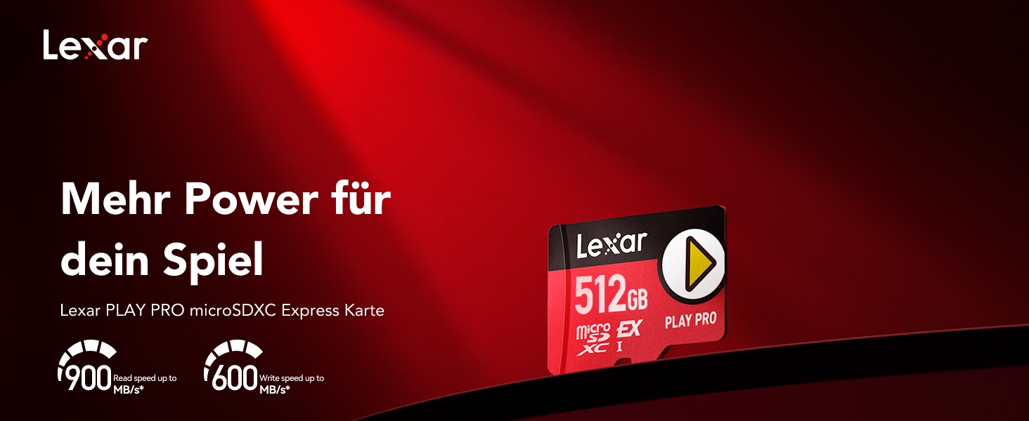 Карта пам'яті MicroSD Express Lexar PLAY PRO 512GB, швидкість читання до 900МБ/с, запис до 600МБ/с