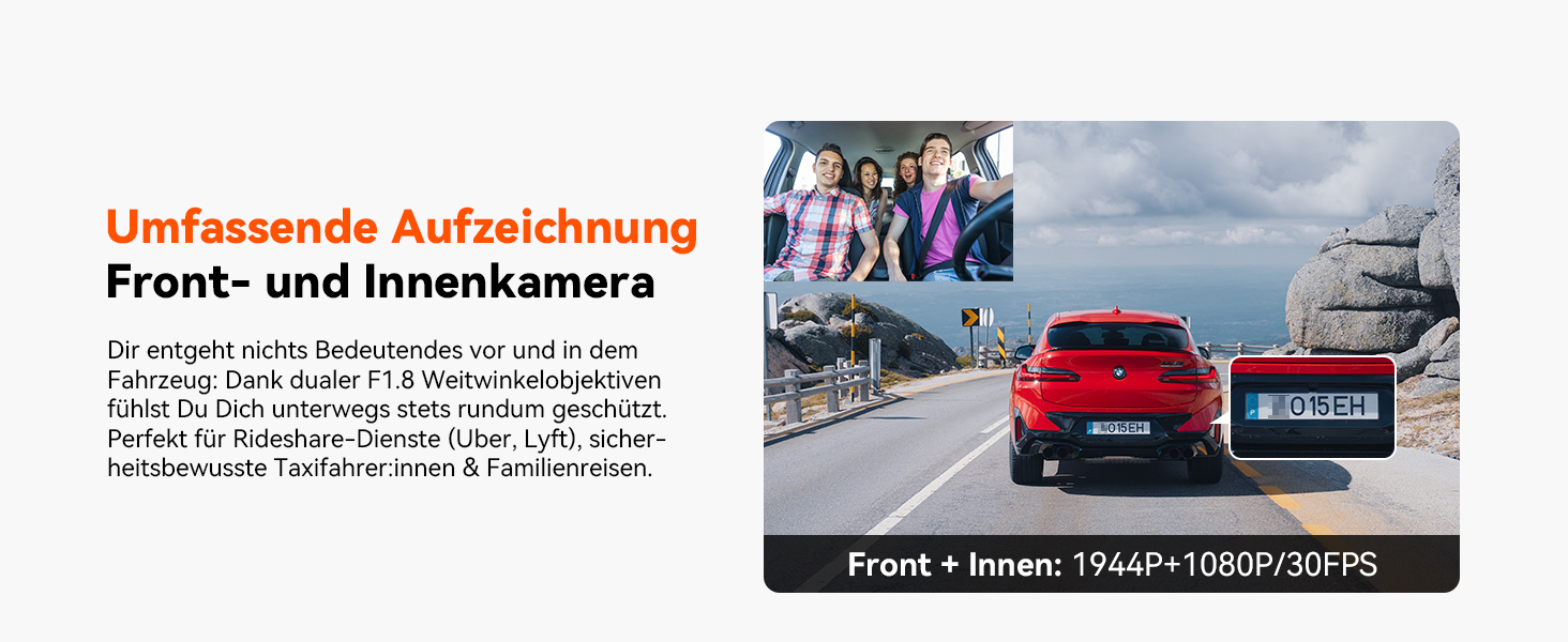 Автомобільний відеореєстратор VANTRUE N2X 2.7K+1080P, подвійна камера, HDR нічне бачення, GPS, Wi-Fi 5ГГц, додаток, голосове керування, 2'' екран, 24/7 паркувальний режим, G-сенсор, до 1ТБ