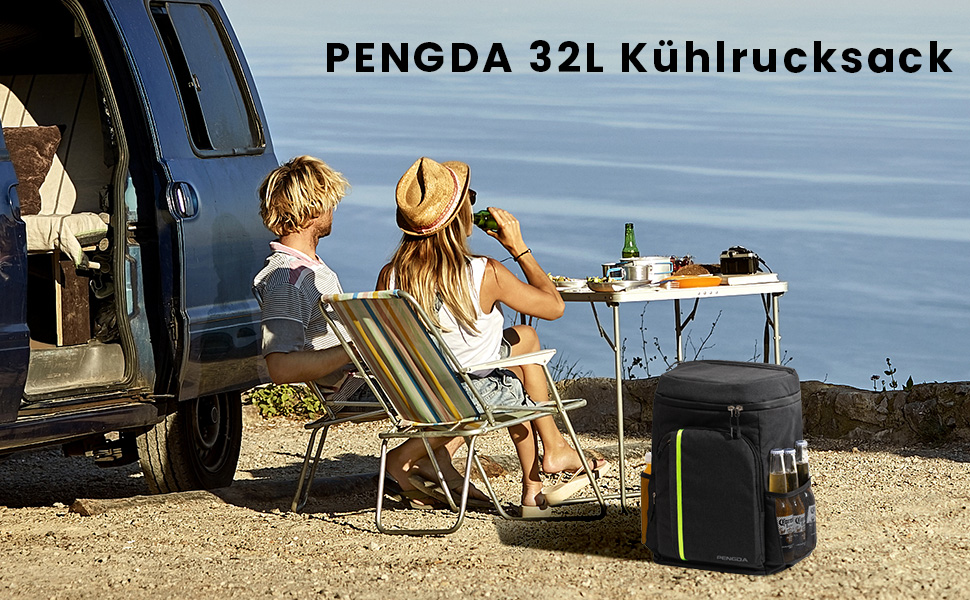 Рюкзак-холодильник PENGDA 30L - ізольований рюкзак для пікніка, кемпінгу, BBQ та подорожей. Чорний.