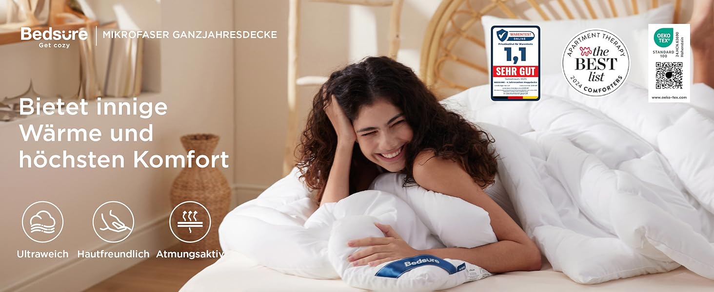 BEDSURE Ковдра всесезонна 135x200 см - Ковдра для сну, біла, для алергіків, 300 GSM, сертифікат Oeko-Tex