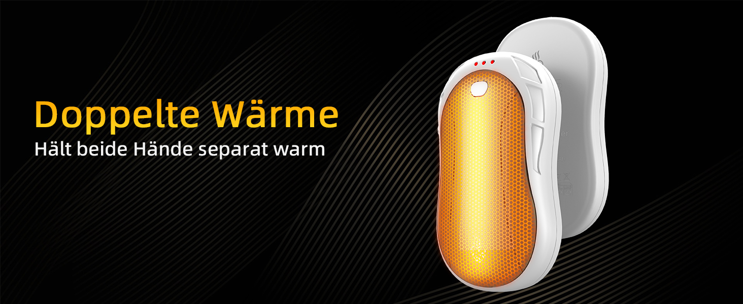 Електричні грілки для рук 2 шт. FANDLISS, портативні, акумуляторні, 6000mAh, до 12 годин роботи, USB, для кемпінгу, полювання, гольфу, білий/зелений