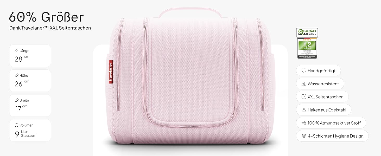 Чохол-органайзер для подорожей Traveaner, 7 відділень, 3-в-1, водонепроникний, рожевий, XXL