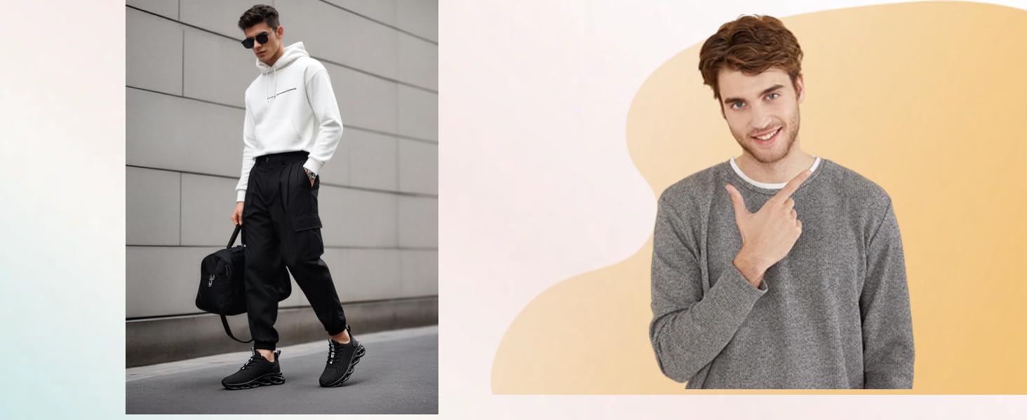 Чоловічі кросівки для бігу, тенісу, фітнесу та повсякденного носіння. Легкі, дихаючі, чорні, 42 EU