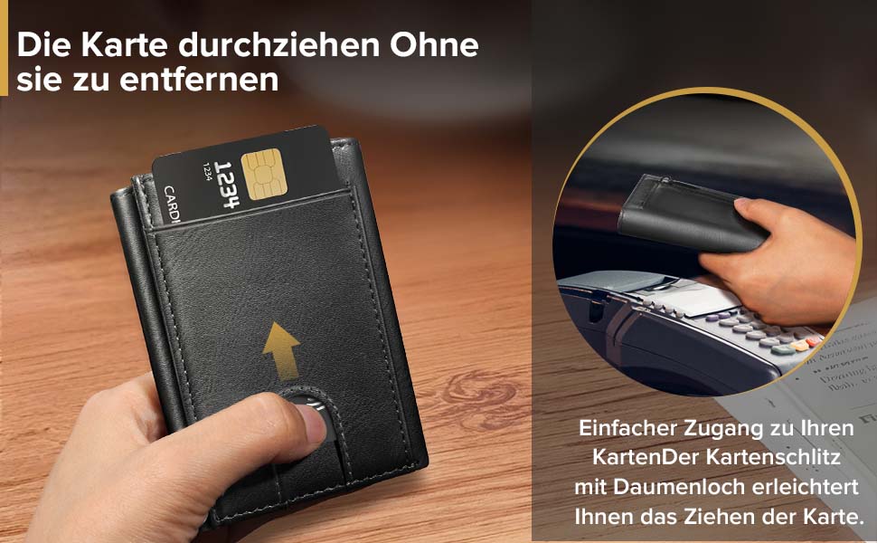 Чоловічий гаманець UNOSEKS: RFID захист, картхолдер, slim дизайн, відділення для монет, картки, ID, з алюмінію (карбон, чорний)