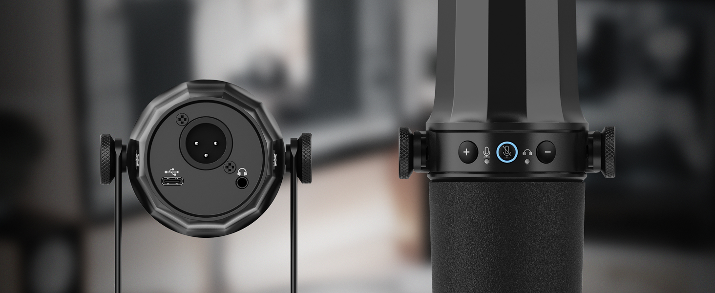 Мікрофон FDUCE SL40: Динамічний для подкастів, стрімінгу та запису. USB/XLR, XLR вихід, LED кнопка Mute, кардіоїдна мембрана, чорний