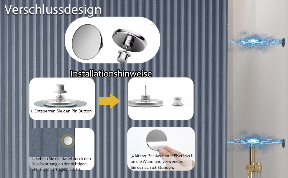 Водонепроникний душовий завіс з льону, антимольний, сірий 100x200 см з гачками