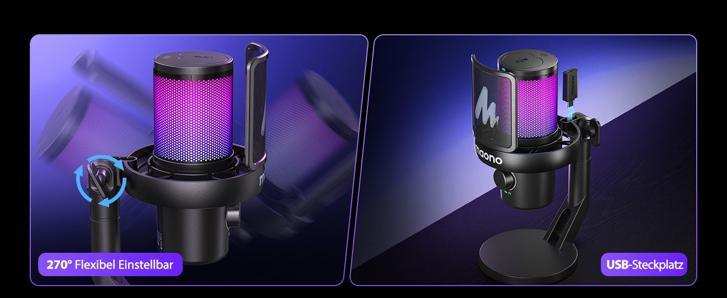 Мікрофон MAONO DM40 бездротовий для ПК з RGB підсвіткою та ШІ-зміною голосу, 3-рівнева шумоподавлення, для геймінгу, подкастингу та стрімінгу (чорний)