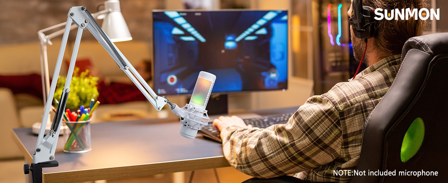 Підставка для мікрофона SUNMON для HyperX QuadCast та інших моделей, регульована, з адаптером 3/8' - 5/8', комплект з пінопластовим захистом