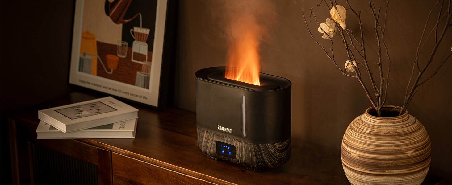 Увлажнитель воздуха 3L с эффектом пламени, тихая ультразвуковая технология, верхний залив, регулируемая интенсивность пара, Cool Mist для спальни