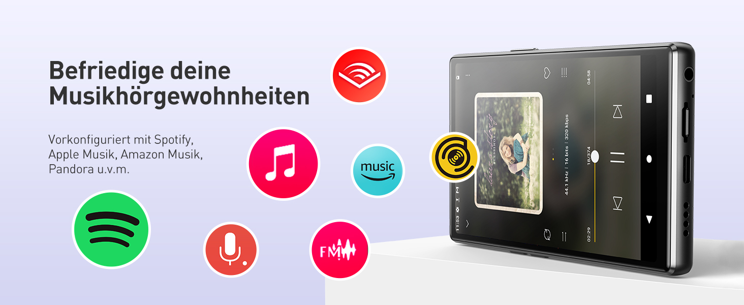 MP3 плеєр AGPTEK 128GB з Bluetooth, Wi-Fi та Android 13, 5