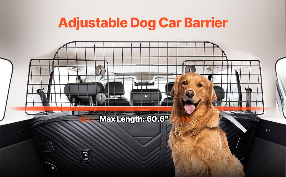 Автобар'єр для собак VEVOR - регульована перегородка, сітка (968x405 мм), захист для заднього сидіння, універсальна автобар'єр для SUV, пікапів (не складається, 87-146 см*42 см)