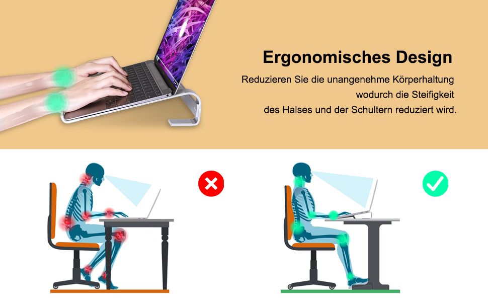 Підставка для ноутбука Soqool, ергономічна, з вентиляцією, сумісна з MacBook, Lenovo, Huawei, Acer, Dell, HP (10-17 дюймів), срібна