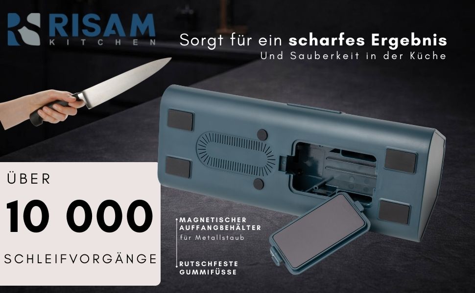 Електрична точилка для ножів Messerschärfer 3-ступенева, для кухонних та керамічних ножів, з кутовим упором