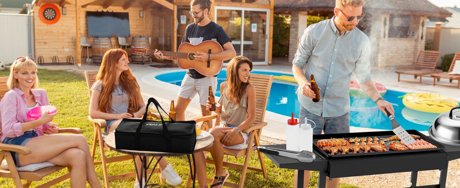 Набір аксесуарів для гриля Grilljoy Plancha: 28 предметів для Blackstone, Teppanyaki, та вогняних плит. Включає прес для смаш-бургерів, шпатель та інші необхідні інструменти.