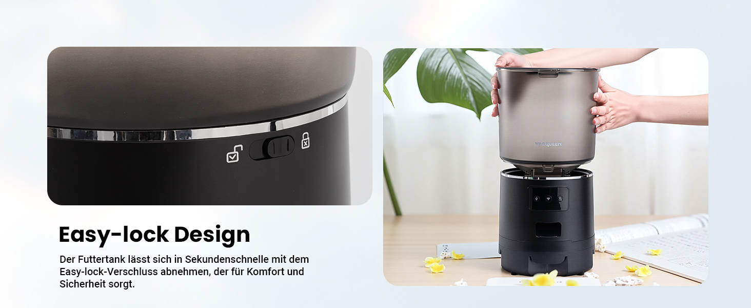 Автомат годівлі для котів з APP та таймером, 6 л / 25 порцій, 3 миски, 3 пакетики силікагелю, система запобігання застряганню, WiFi 2.4G, запис голосу, чорний