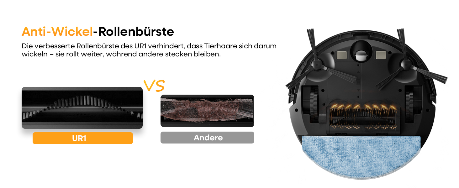 Робот-пилосос з функцією миття 5000Pa, 3-в-1 з часом роботи 180 хв, для тварин, з керуванням через додаток, чорний