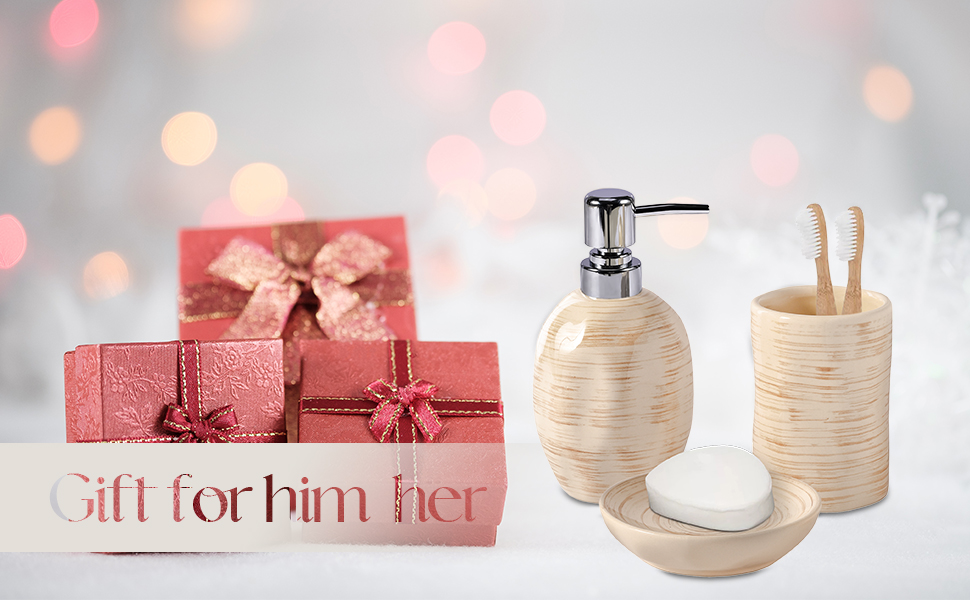 Набір для ванної кімнати на 3 предмети: органайзер з кераміки (тримач для зубних щіток, дозатор мила, мильниця), стильна декор у стилі бохо, мармурова текстура, бежевий колір