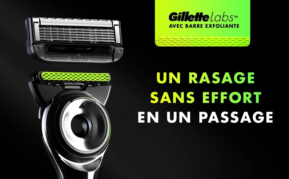 Чоловіча бритва Gillette Labs з ексфоліаційною смужкою, магнітним преміум-тримачем та 3 змінними касетами, срібляста