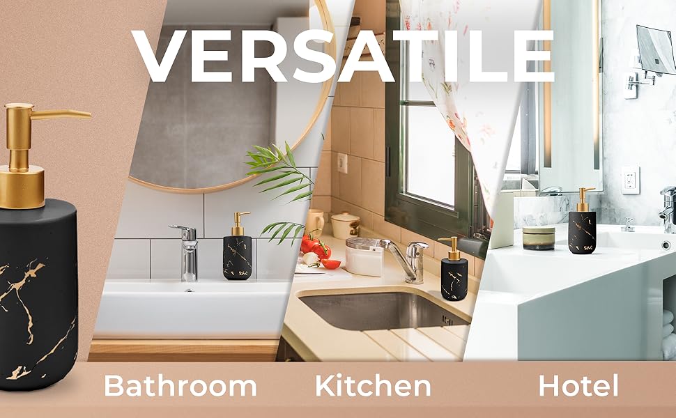 Дозатор для мила JJ PRIME керамічний, 400 мл, чорний, для ванної/кухні