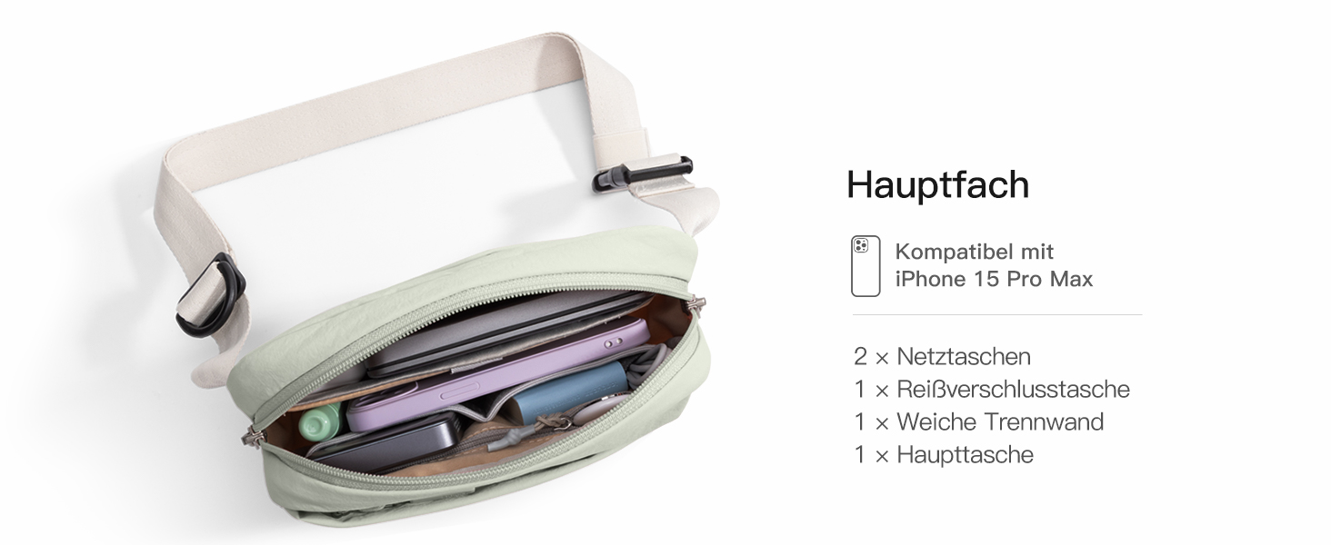 Сумка на пояс Inateck X-Mini, 1.5 л, RFID захист, для подорожей, спорту, туризму (зелена)