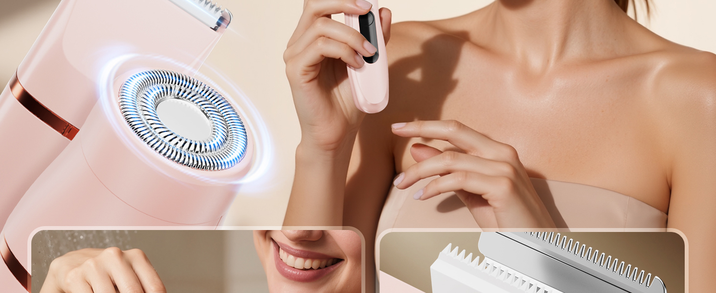 Електричний жіночий тример для бікіні та тіла 2-в-1, вологостійкий, рожевий