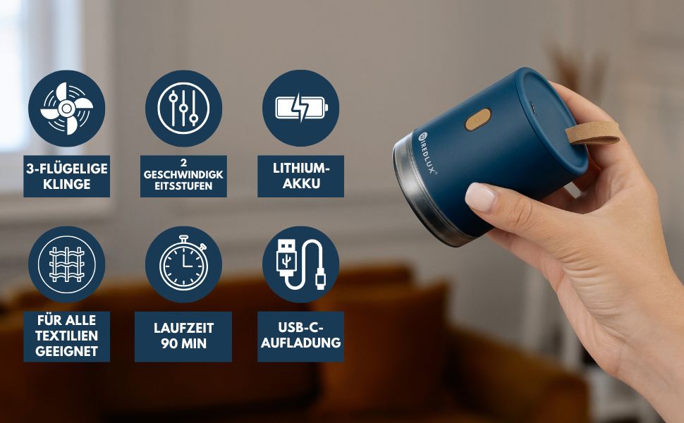 Електричний видалення ворсу з одягу - Fusselrasierer, компактний та портативний, USB, Dual Protection (Oslo-blue)