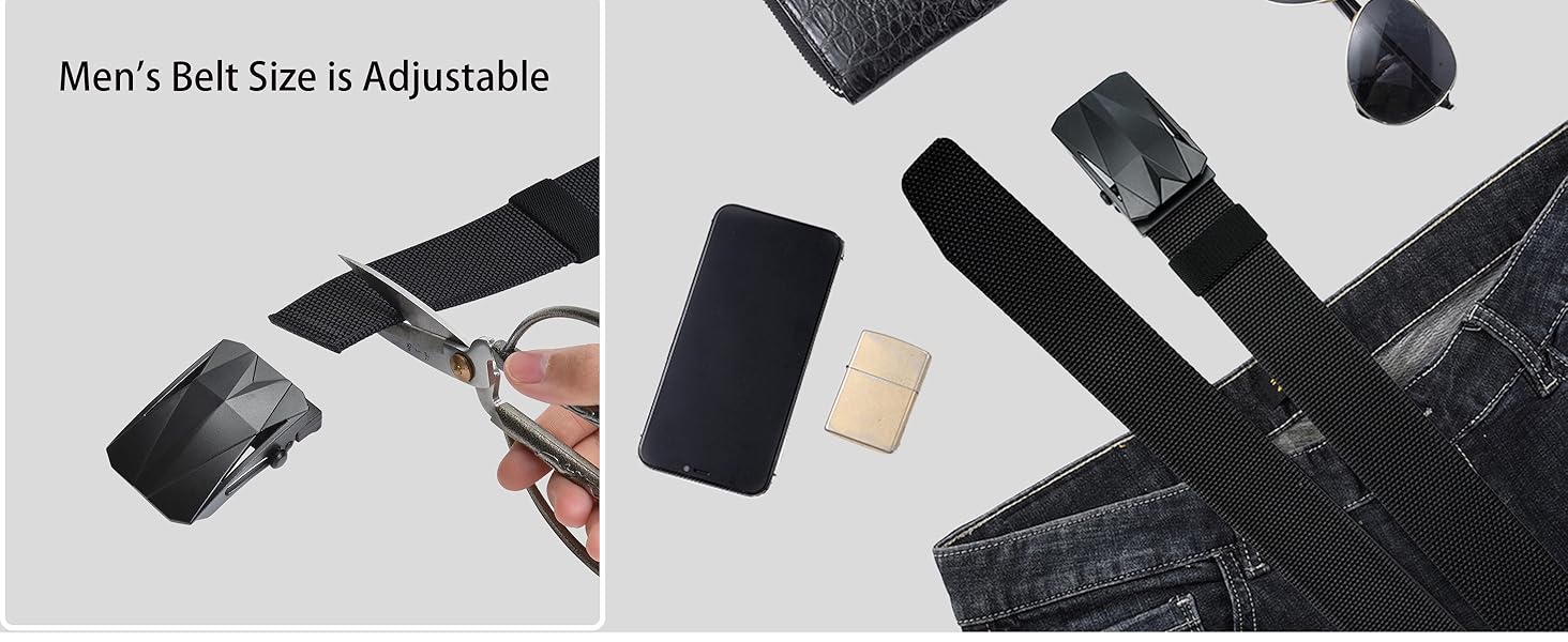 Чоловічий тактичний ремінь з нейлону, велика ширина, автоматична пряжка без отворів. Чорний, 110-200 см (для талії 166-175 см). У подарунковій коробці.