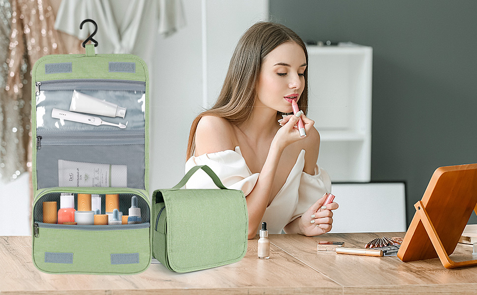 AiQInu Кульотутрюм для підвішування, унісекс, косметичка-органайзер для подорожей з гачком, бірюзовий (зелений)