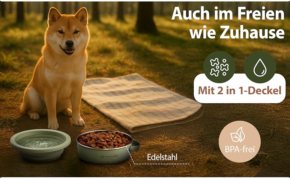 Hana Pets: Миска для годування тварин у дорогу 900 мл з кришкою - ідеальна для подорожей та активного відпочинку. Нержавіюча сталь, складна силіконова кришка, зручне собаче аксесуар. Міцна, компактна, гігієнічна.