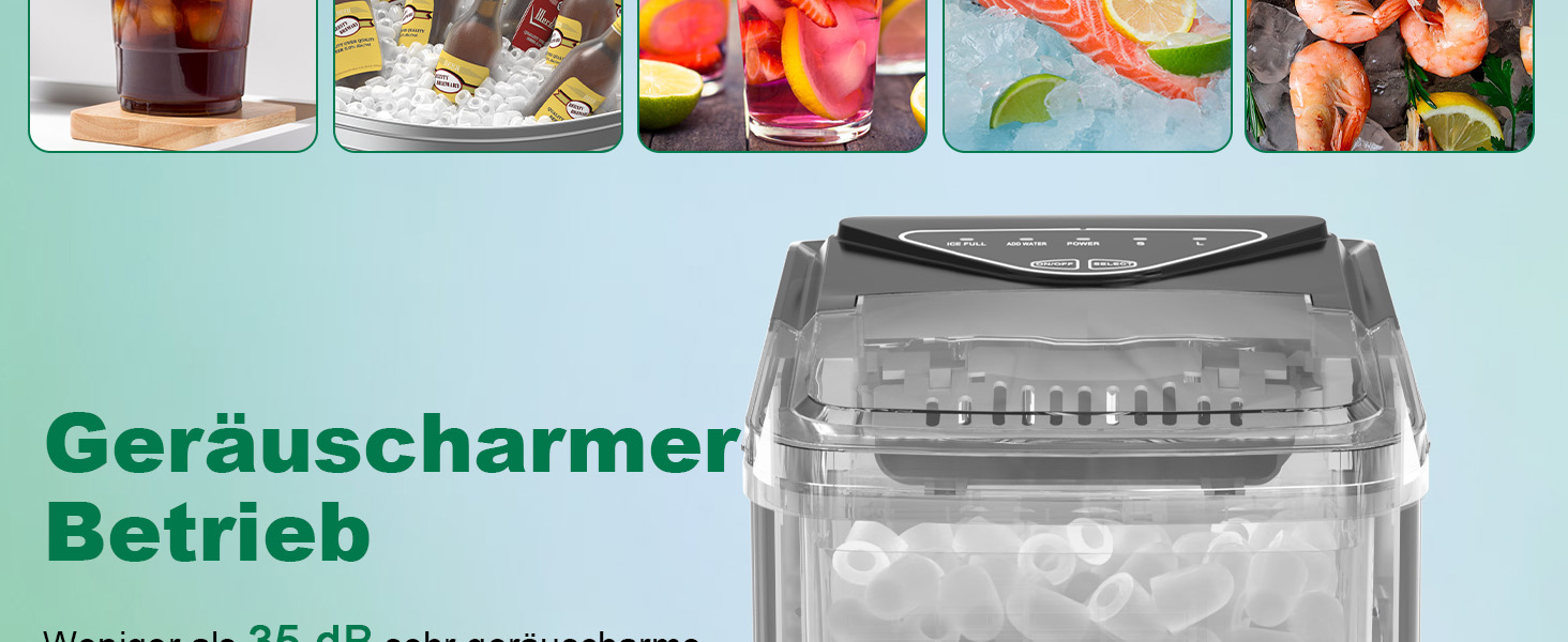 Portable Ice Maker - Fast Cube Ice Machine for Home, Kitchen, Office, Bar (Black)