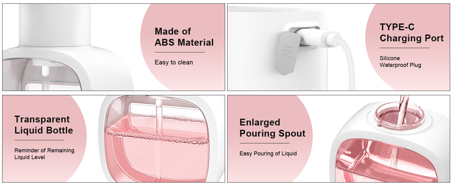 Автоматичний диспенсер для мила Dalugo з USB-C, 500 мл, настінний, електричний сенсор, регульований, для кухні та ванної кімнати