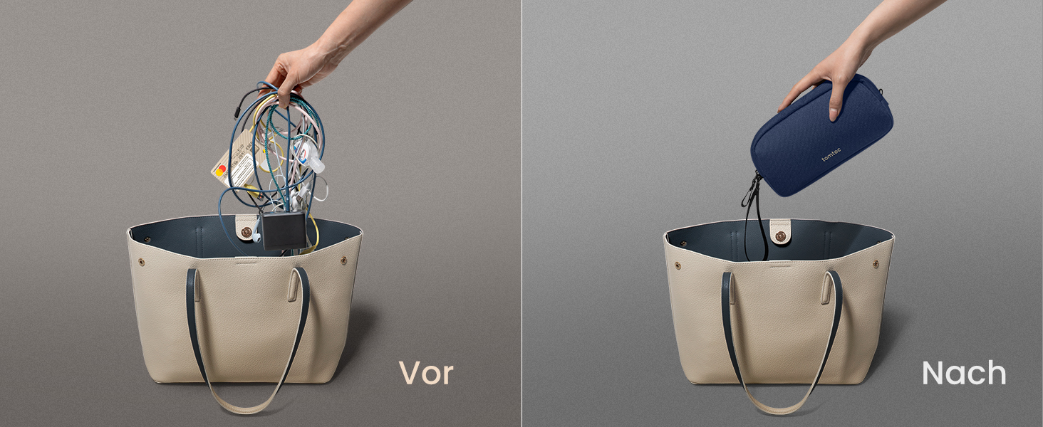 Органайзер для кабелів tomtoc, сумка для аксесуарів, кофр-органайзер для подорожей, чохол для гаджетів, аксесуар для кабелів, адаптерів, павербанку, Navy Blue S