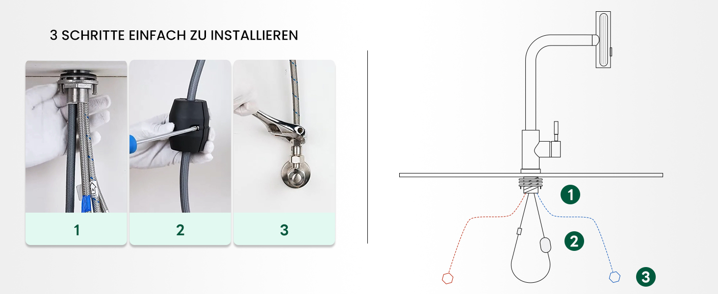 Чорний кухонний змішувач Appaso з висувною лійкою, 360° обертання, 2 режими струменя, для кухні | З нержавіючої сталі, водоспад