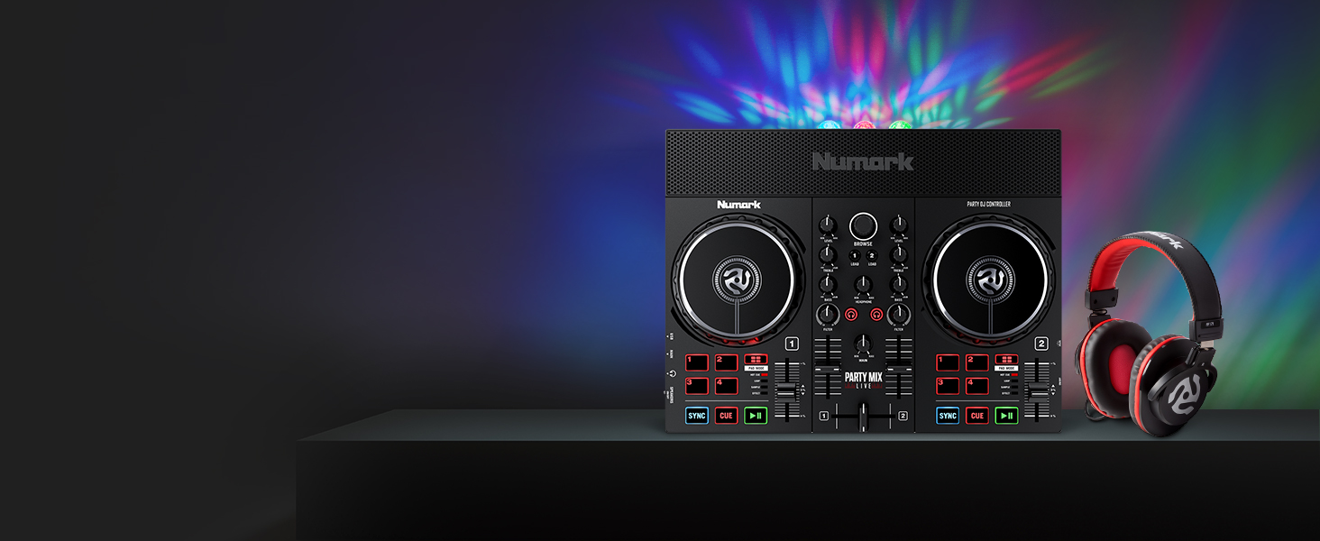 DJ контролер Numark Party Mix II з підсвіткою, 2 деки, вбудований мікшер, аудіоінтерфейс та Serato DJ Lite