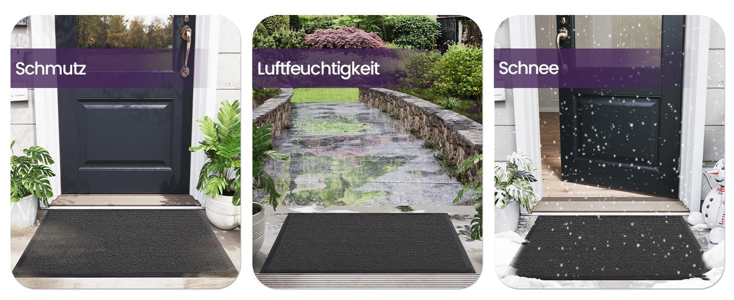 Килимок для дому та вулиці DEXI, 60x90 см, сірий - вологостійкий, неслизький, миючий