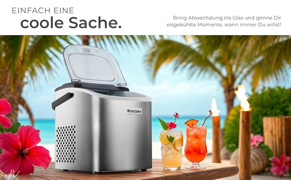 Машина для приготування льоду tectake® - приготування 9 кубиків за 6 хвилин, 12 кг за 24 години, об'єм 1,2 л, 2 розміри кубиків, самоочищення, з лопаткою для льоду, срібна