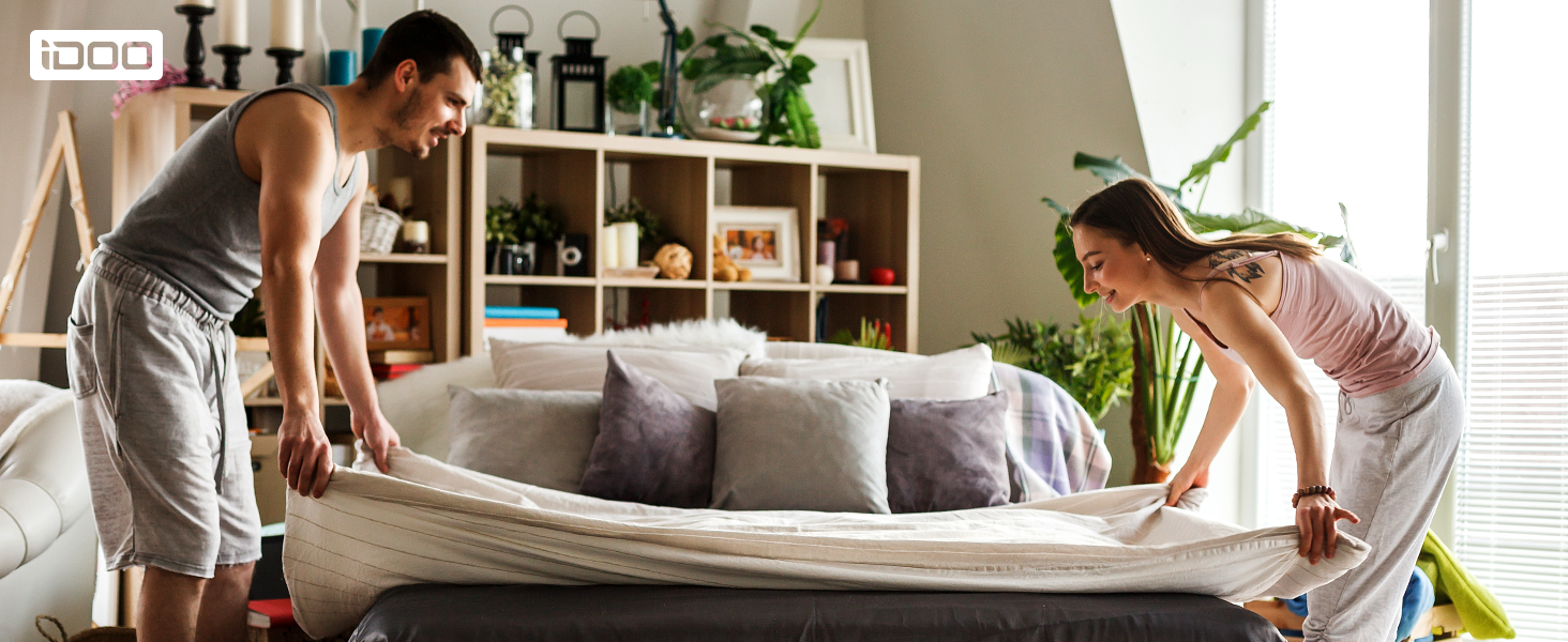 Надувний матрац iDOO з електричною помпою, самонадувний, 137x193x46 см, для дому та кемпінгу