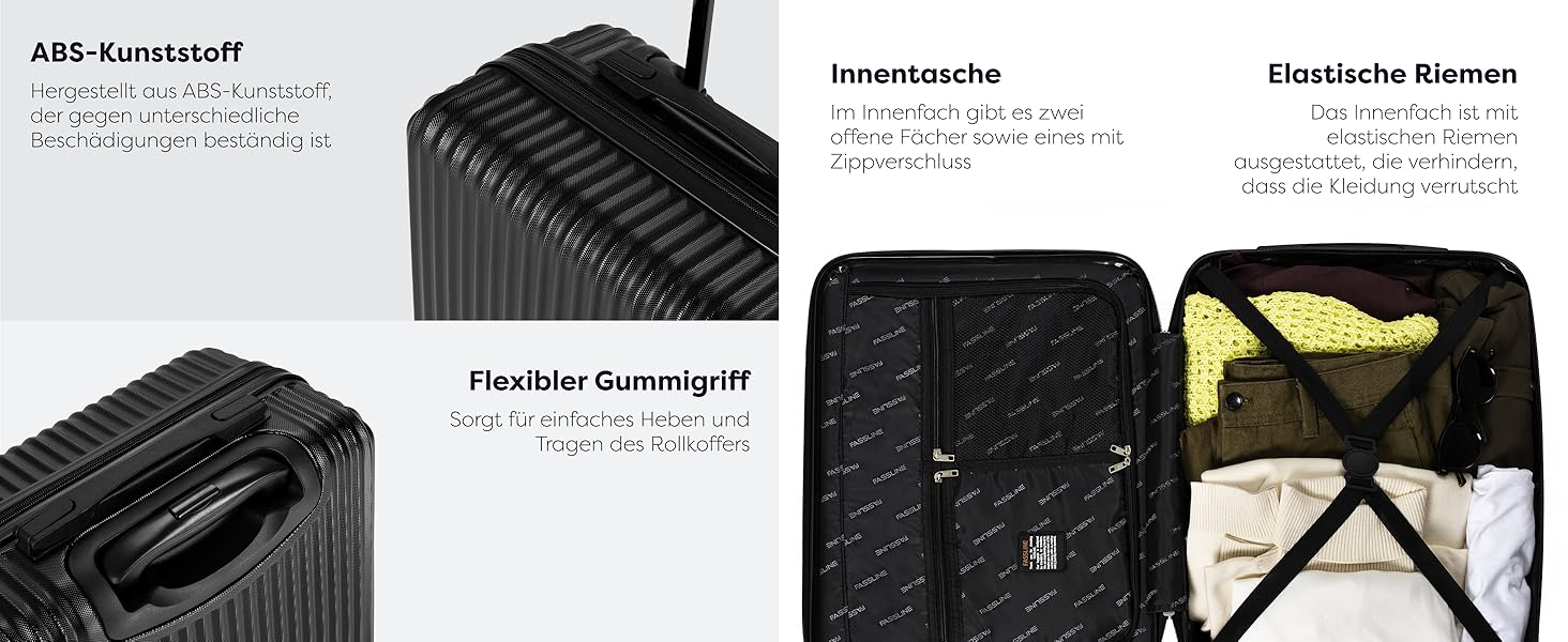 Набір валіз 3 шт: ручна поклажа, середній та великий кофр з ABS, чорний. Набір валіз з ABS, 3 шт.